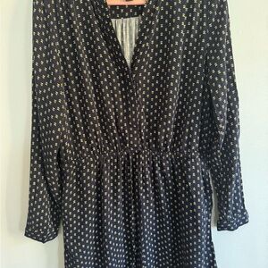 Navy Blue Patterned Women's Dress